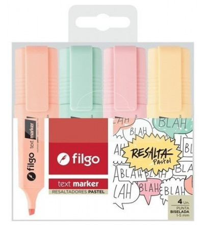 RESALTADOR FILGO PASTEL SURTIDO X 4 UNIDADES