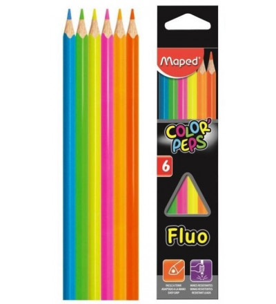 LAPIZ DE COLOR MAPED FLUO X 6 UNIDADES