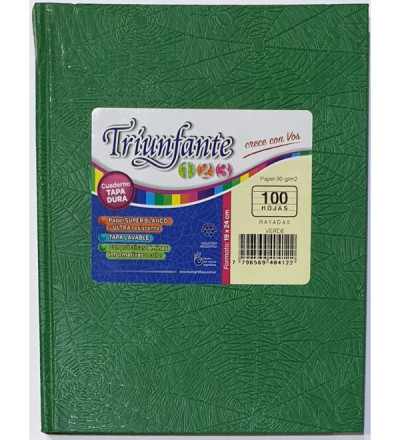CUADERNO TRIUNFANTE 123 100 HOJAS RAYADO VERDE