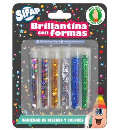 BRILLANTINA TUBO X 6 UNIDADES CON FORMAS