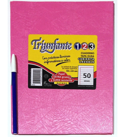 CUADERNO TRIUNFANTE 123 50 HOJAS RAYADO ROSA