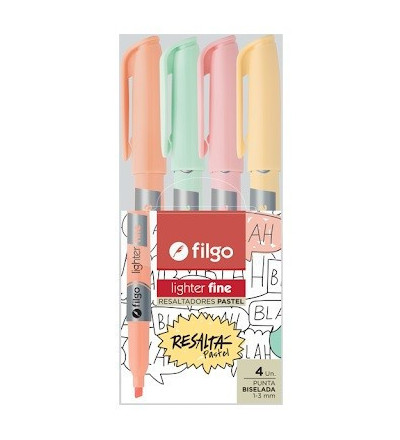 RESALTADOR FILGO FINO PASTEL X 4 UNIDADES SURTIDO
