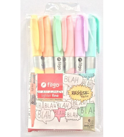 RESALTADOR FILGO FINO PASTEL X 6 UNIDADES SURTIDO