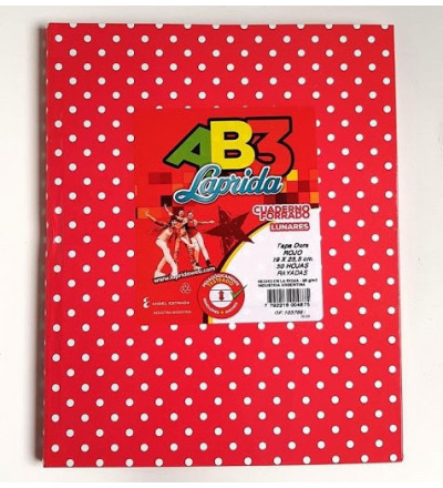 CUADERNO LAPRIDA AB3 50 HOJAS RAYADO LUNARES ROJO