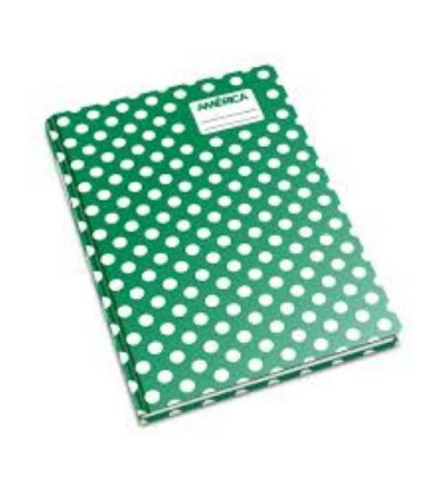 CUADERNO AMERICA TAPA DURA 42 HOJAS LUNARES RAYADO VERDE