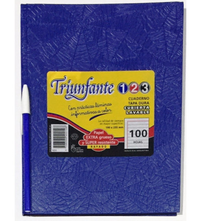 CUADERNO TRIUNFANTE 123 100 HOJAS RAYADO AZUL
