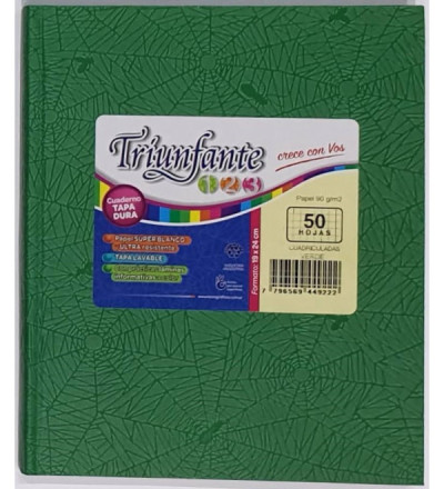 CUADERNO TRIUNFANTE 123 50 HOJAS CUADRICULADO VERDE