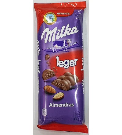 CHOCOLATE MILKA LEGER ALMENDRA 100 GR