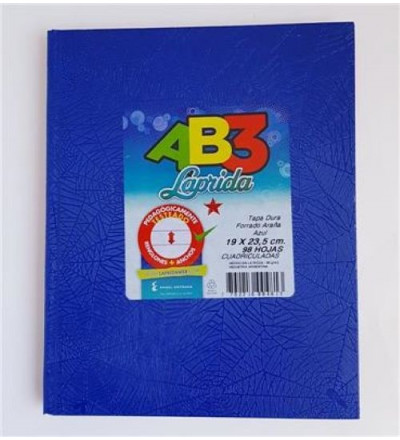 CUADERNO LAPRIDA AB3 98 HOJAS CUADRICULADO AZUL