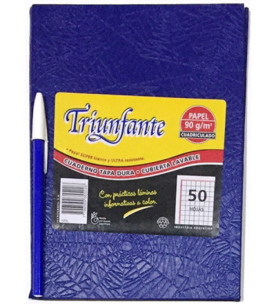 CUADERNO TRIUNFANTE 50 HOJAS CUADRICULADO AZUL
