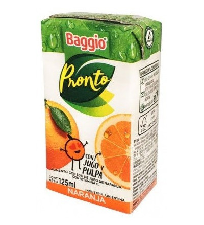 JUGO BAGGIO JUNIOR NARANJA X 18 UNIDADES 125 CC