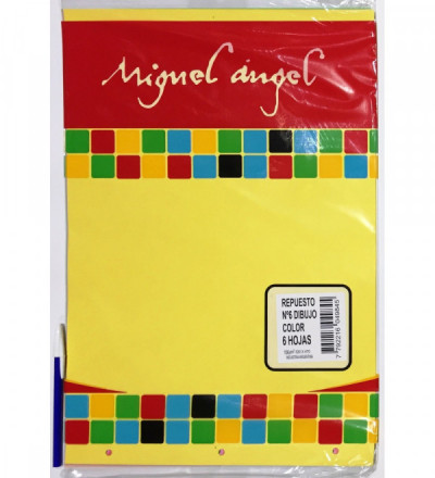 REPUESTO HOJAS DE DIBUJO N6 MIGUEL ANGEL COLOR 6 HOJAS