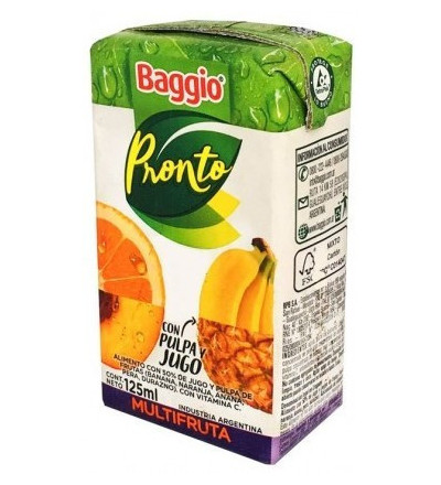 JUGO BAGGIO JUNIOR MULTIFRUTA X 18 UNIDADES 125 CC