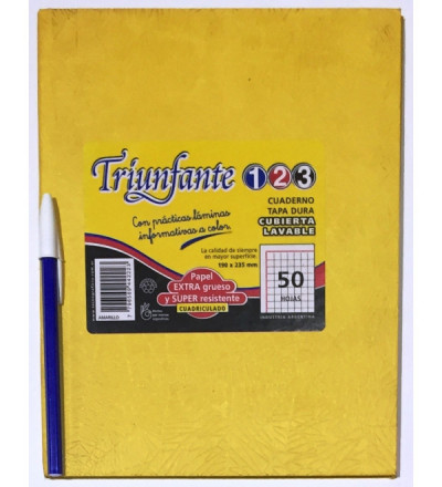 CUADERNO TRIUNFANTE 123 50 HOJAS CUADRICULADO AMARILLO