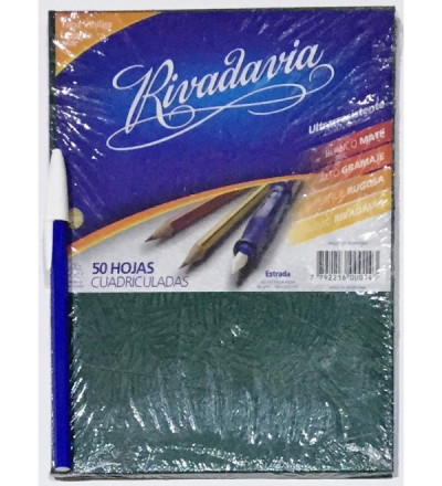 CUADERNO RIVADAVIA 50 HOJAS CUADRICULADO VERDE
