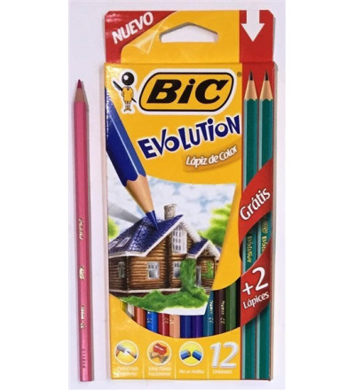 LAPIZ BIC COLOR EVOLUTION X12 + GRAFITO