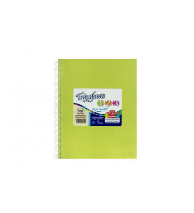CUADERNO TRIUNFANTE 123 VINIL 100 HOJAS RAYADO VERDE MANZANA