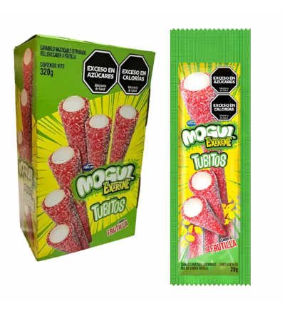 TUBITOS MOGUL EXTREME FRUTILLA X 16 UNIDADES